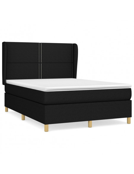Giroletto a Molle con Materasso Nero 140x200 cm in Tessuto