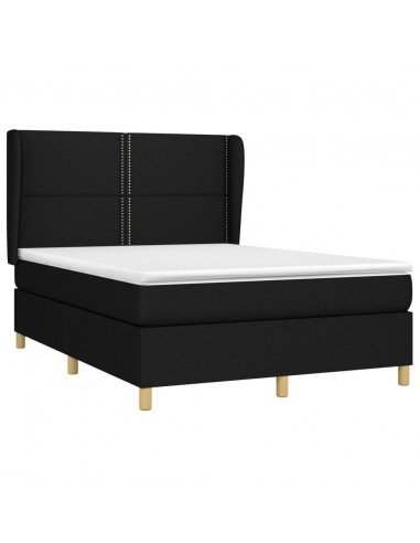 Giroletto a Molle con Materasso Nero 140x200 cm in Tessuto