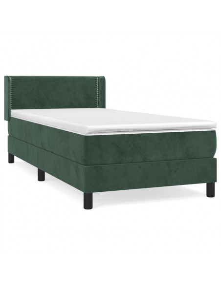 Giroletto a Molle con Materasso Verde Scuro 80x200 cm Velluto