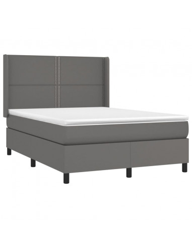 Giroletto a Molle con Materasso Grigio 140x200 cm in Similpelle