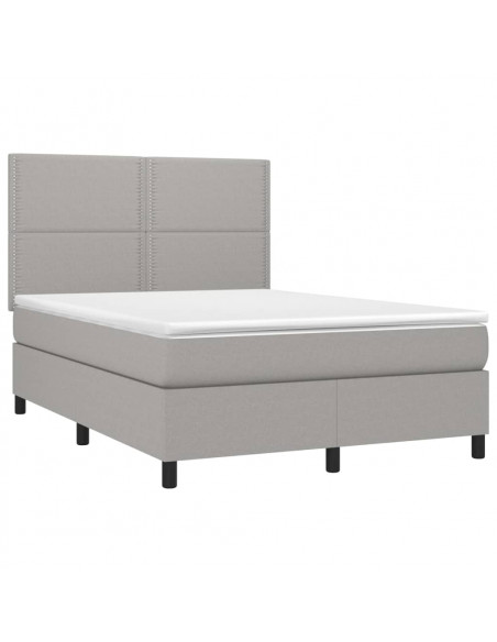 Letto a Molle Materasso e LED Grigio Chiaro 140x200 cm Tessuto
