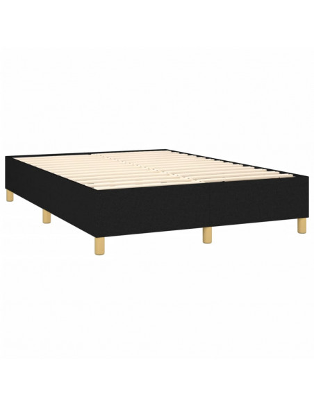 Letto a Molle con Materasso e LED Nero 140x190 cm in Tessuto
