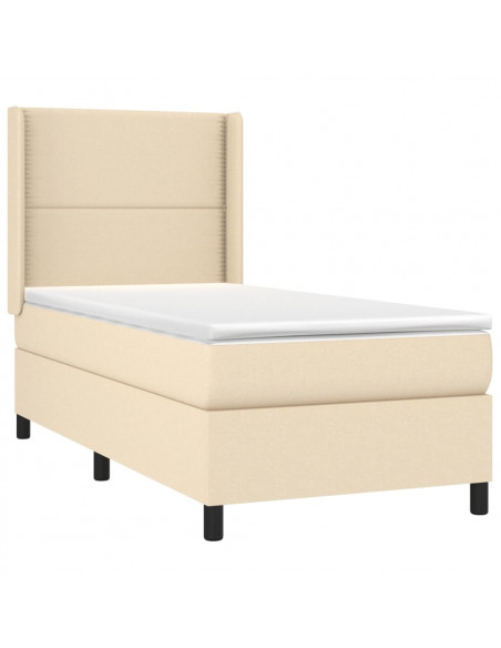 Letto a Molle con Materasso e LED Crema 80x200 cm in Tessuto