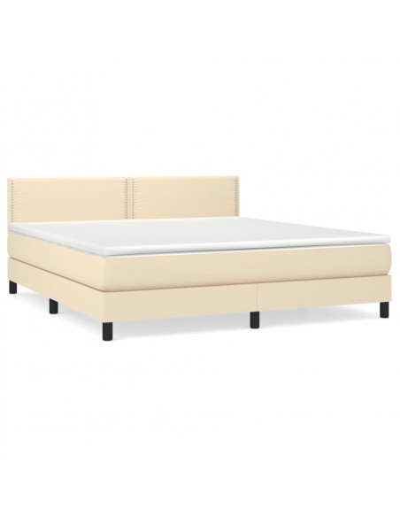 Giroletto a Molle con Materasso Crema 160x200 cm in Tessuto