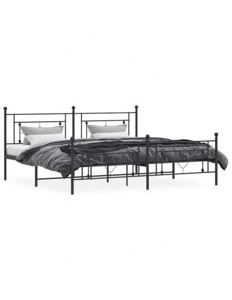 Giroletto con Testiera e Pediera Metallo Nero 200x200 cm