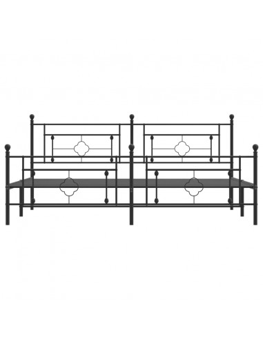 Giroletto con Testiera e Pediera Metallo Nero 200x200 cm