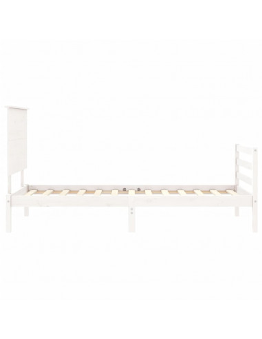 Giroletto con Testiera Bianco 100x200 cm in Legno Massello