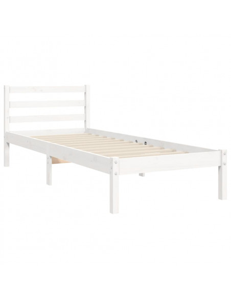 Giroletto con Testiera Bianco 100x200 cm in Legno Massello