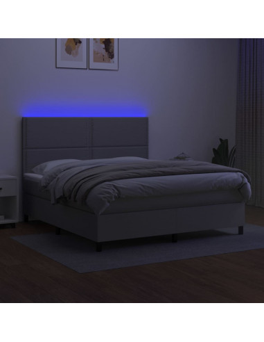 Letto a Molle Materasso e LED Grigio Chiaro 180x200 cm Tessuto
