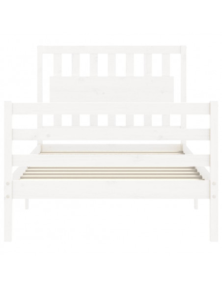 Giroletto con Testiera Bianco 100x200 cm in Legno Massello