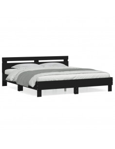 Giroletto con Testiera Nero 200x200 cm in Legno Multistrato 2