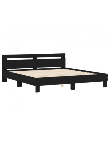 Giroletto con Testiera Nero 200x200 cm in Legno Multistrato