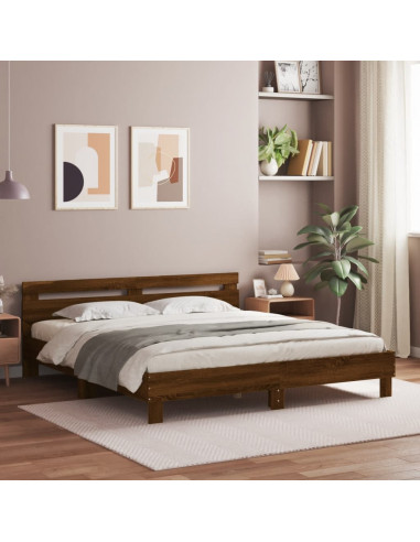 Giroletto Testiera Rovere Marrone 200x200 cm Legno Multistrato