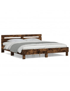 Giroletto con Testiera Rovere Fumo 200x200 cm Legno Multistrato 2