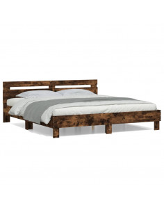 Giroletto con Testiera Rovere Fumo 160x200 cm Legno Multistrato 2