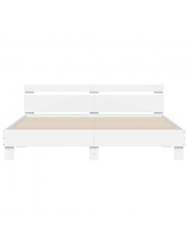 Giroletto con Testiera Bianco 160x200 cm in Legno Multistrato