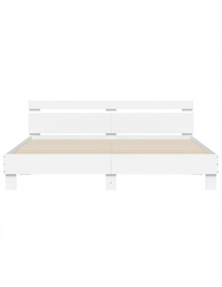 Giroletto con Testiera Bianco 160x200 cm in Legno Multistrato