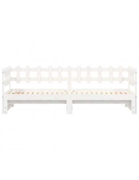 Dormeuse Estraibile Bianca 2x(80x200) cm Legno Massello di Pino