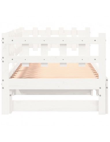 Dormeuse Estraibile Bianca 2x(80x200) cm Legno Massello di Pino
