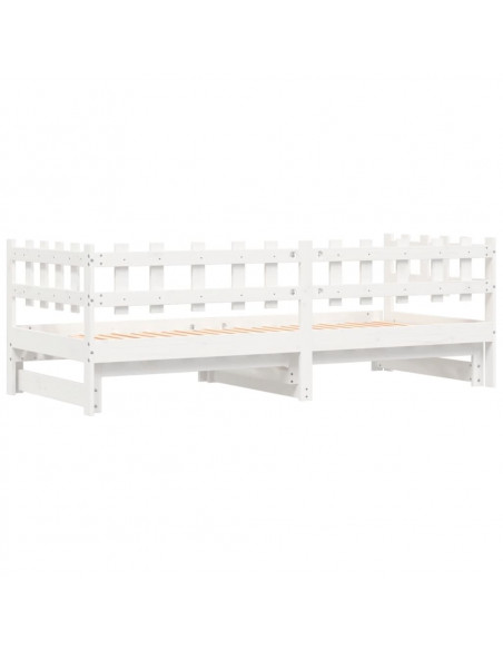 Dormeuse Estraibile Bianca 2x(80x200) cm Legno Massello di Pino