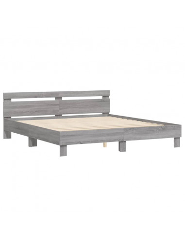 Giroletto Testiera Grigio Sonoma 160x200 cm Legno Multistrato