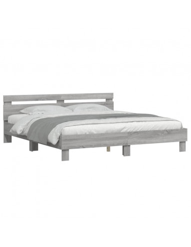 Giroletto Testiera Grigio Sonoma 160x200 cm Legno Multistrato