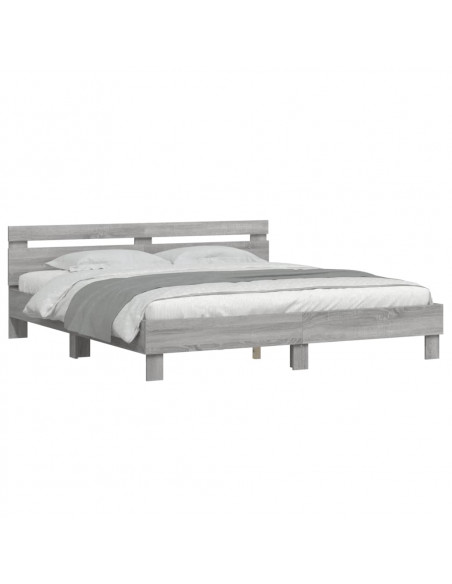 Giroletto Testiera Grigio Sonoma 160x200 cm Legno Multistrato