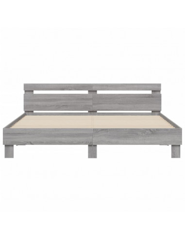 Giroletto Testiera Grigio Sonoma 160x200 cm Legno Multistrato