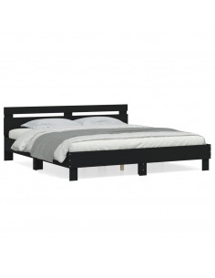 Giroletto con Testiera Nero 160x200 cm in Legno Multistrato 2