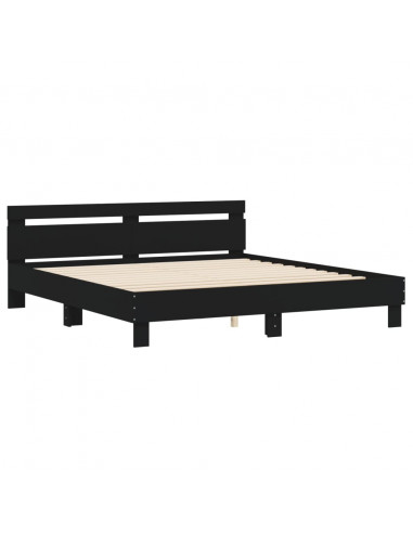 Giroletto con Testiera Nero 160x200 cm in Legno Multistrato