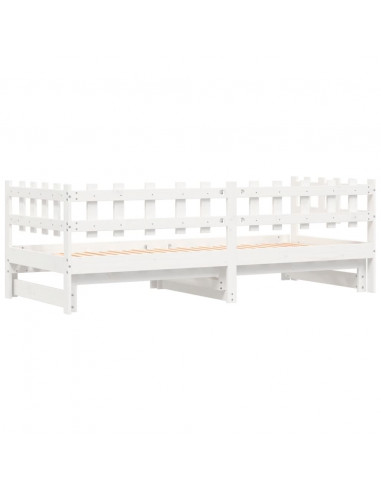 Dormeuse Estraibile Bianca 2x(90x200) cm Legno Massello di Pino