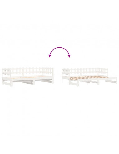 Dormeuse Estraibile Bianca 2x(90x200) cm Legno Massello di Pino