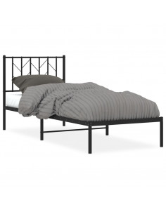 Giroletto con Testiera in Metallo Nero 80x200 cm 2