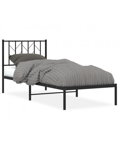 Giroletto con Testiera in Metallo Nero 80x200 cm