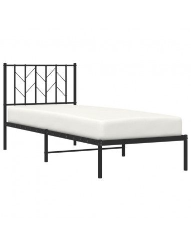 Giroletto con Testiera in Metallo Nero 80x200 cm