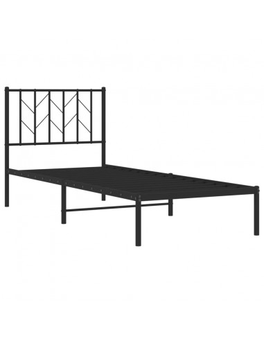 Giroletto con Testiera in Metallo Nero 80x200 cm