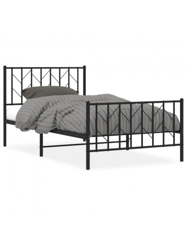 Giroletto con Testiera e Pediera Metallo Nero 100x190 cm