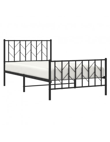 Giroletto con Testiera e Pediera Metallo Nero 100x190 cm