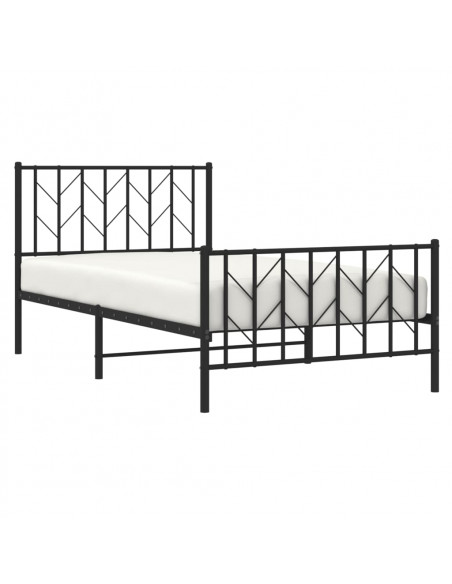 Giroletto con Testiera e Pediera Metallo Nero 100x190 cm