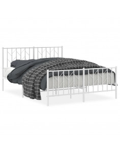 Giroletto con Testiera e Pediera Metallo Bianco 140x200 cm 2