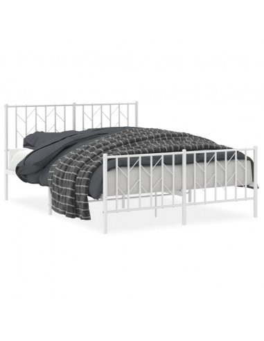 Giroletto con Testiera e Pediera Metallo Bianco 140x200 cm