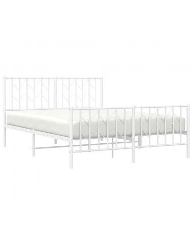 Giroletto con Testiera e Pediera Metallo Bianco 140x200 cm