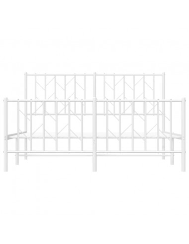 Giroletto con Testiera e Pediera Metallo Bianco 140x200 cm