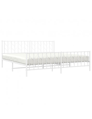 Giroletto con Testiera e Pediera Metallo Bianco 200x200 cm