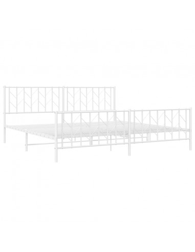 Giroletto con Testiera e Pediera Metallo Bianco 200x200 cm