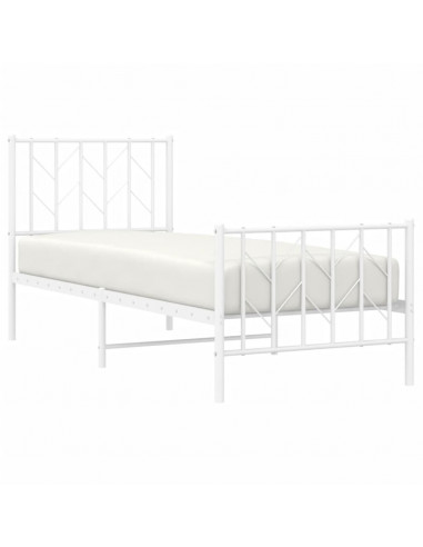 Giroletto con Testiera e Pediera Metallo Bianco 75x190 cm