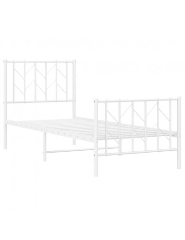 Giroletto con Testiera e Pediera Metallo Bianco 75x190 cm