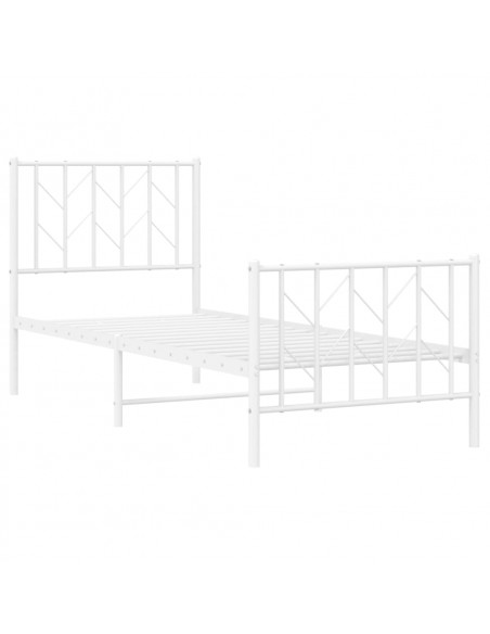 Giroletto con Testiera e Pediera Metallo Bianco 75x190 cm