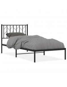 Giroletto con Testiera in Metallo Nero 90x200 cm 2