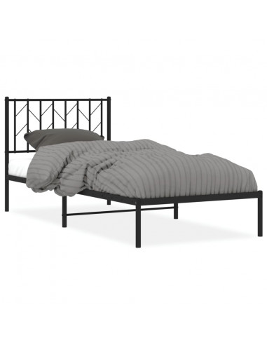 Giroletto con Testiera in Metallo Nero 90x200 cm